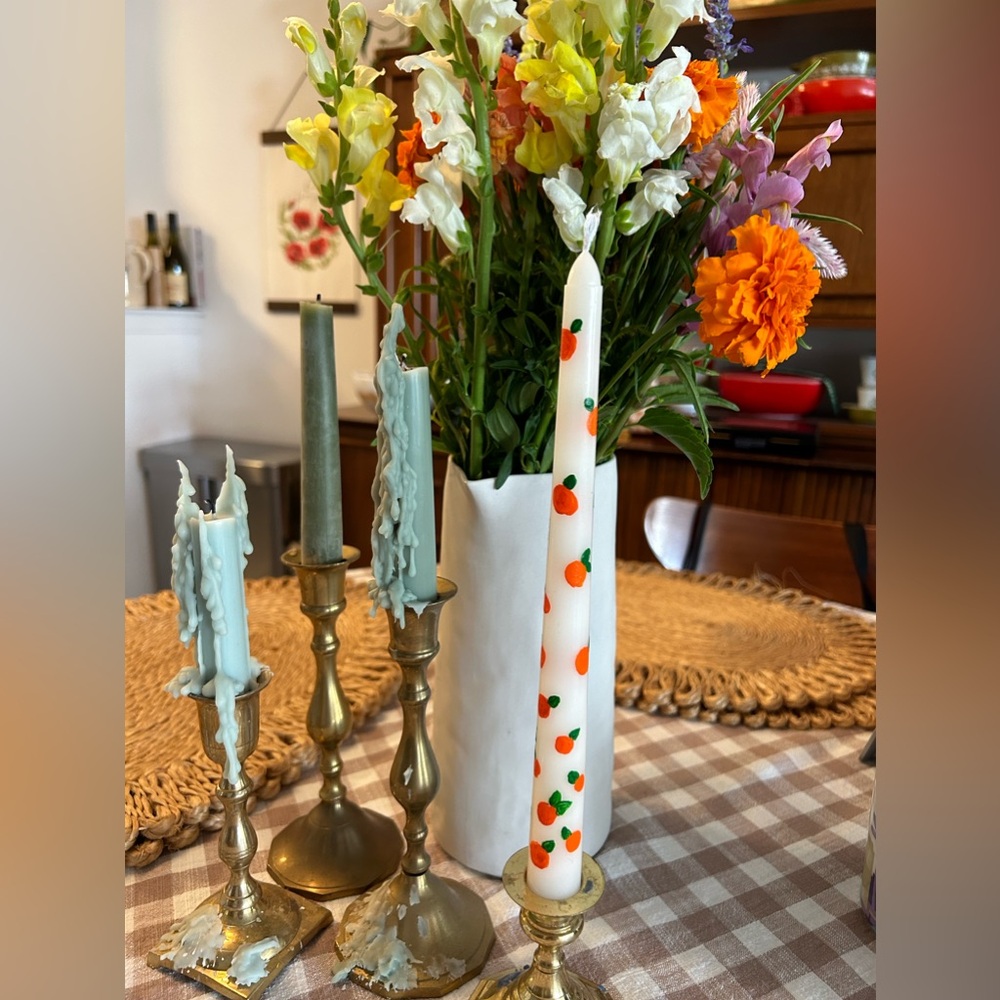 Hand Painted Candlesticks 🕯️- Oranges 🍊 - Picture 2 of 4